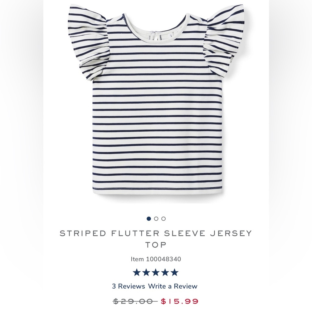 Striped flutter sleeve jersey top